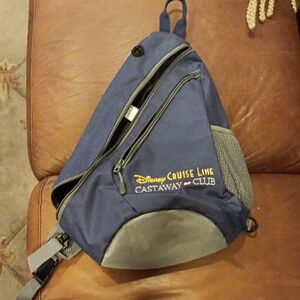 Disney Cruise Line Castaway Club Navy and Gray Sling Backpack